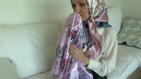 Satin Scarf Lover and Cumming on a Shiny Satin Scarf, Lady Victoria Valente