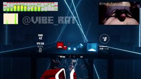 Video1 - Hards Free Ejaculation Playing BeatSaber with Twincharger Vibrator (bass nipple)