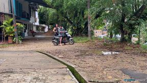 I go to pick her up on the bike to fuck her in front of everyone!