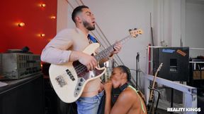 Slapping The Skin - a guitarist and ebony Asteria Diamond in reality interracial