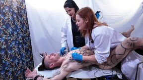 Double Domme Electric Shock For Naked Patient By Inanna Justice and Thalia Hel