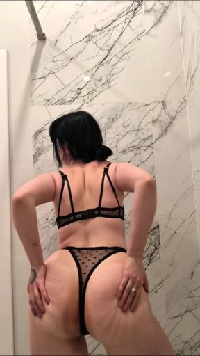 The Girl Is About to Take a Shower and Passionately Undresses and Caresses Herself