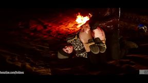 Genuine anal virgin is tied up in desert at night for anal and ass to mouth training with fingers and some hard paddling -- from a real rough sex and domination documentary (Brooke Johnson)