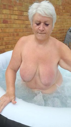 Naughty nude hot tub
