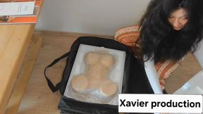 A hot and beautiful brunette saleswoman sells men's toys and goes to a potential future customer to try out the toy. He, however, wants to compare the