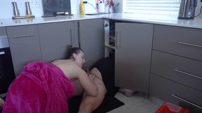 MILF Stepmom Pays  Stepson Handyman with Blowjob, Riding, and Creampie