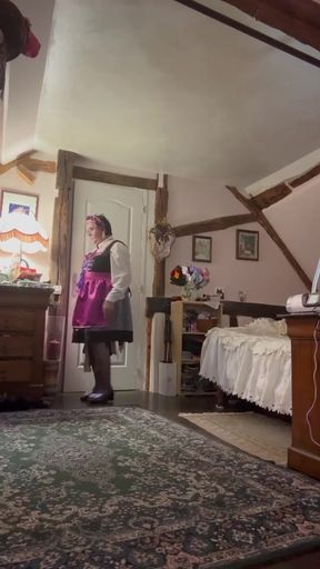 In a maid dirndl outfit for a day
