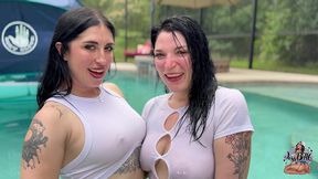 marie fox and jessb give solo dolo a bj poolside
