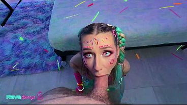 Rave Babe Emily Jade Gets Wrecked By The DJ Under Neon Lights!