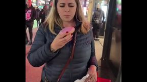 Licking the pink icing off this  donut is a little...???