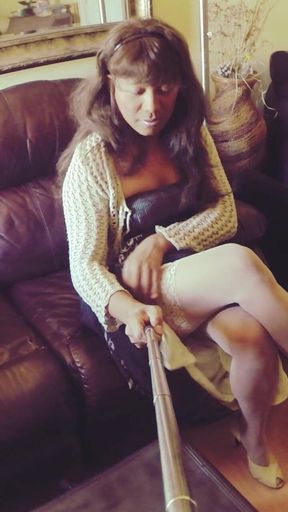 Classy &amp; Elegant - Dark Blue Halter Dress With Brown Cardigan