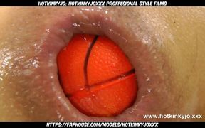 Hotkinkyjo plays with Santa's balls and her anal prolapse