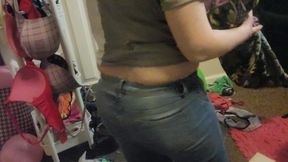 Blue Jeans and Tiny Purple Thong Ass Crack