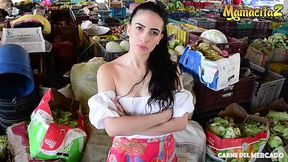 Stranger seduced and passionately fucked a Colombian brunette from the grocery market.