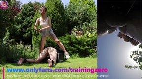Femdom public anal pegging destroys wife with giant strapon