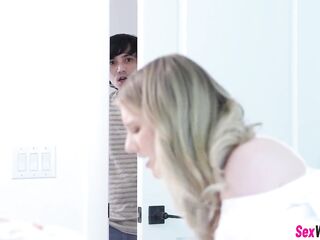 Sexy stepsister teen comes glamorous concupiscent and moist and wanted hardcore banging