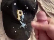 Asher Devin Shoots His Load On a Pittsburgh Hat HUGE DICK POV