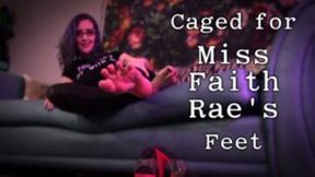 Caged foot slave worships tattooed goth goddess