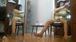 Gold catsuit SSS Tits Covered TMilf