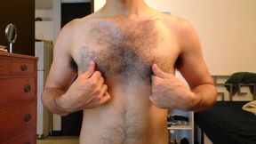 Horny -- cock-locked slave sniffs pits and struggles in chastity