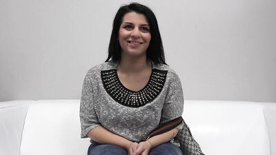 Lovely Czech brunette strips naked during casting and takes a pounding