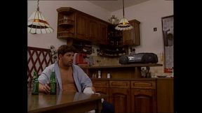Beautiful Brunette Fucked Hard by His Husband in Kitchen