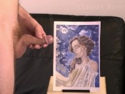 Claude Bombard defaces artwork of woman by cumming on her face [failed edging, cum, art facial]