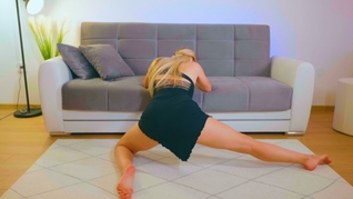 Sultry yoga in skintight dress
