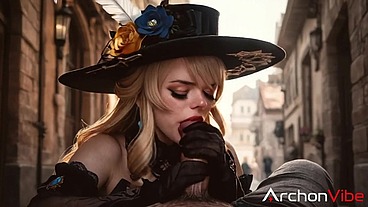 A major investor wasn't sure whether he should donate to Navia's fund, so she demonstrated the benefit of the deal by offering him her sweet little butt [AI]