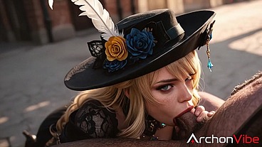 A major investor wasn't sure whether he should donate to Navia's fund, so she demonstrated the benefit of the deal by offering him her sweet little butt [AI]