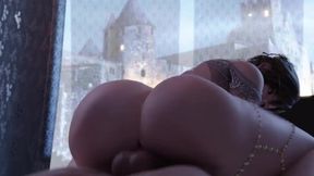 Cute Asian Princess with Big Booty Rides Reverse Cowgirl