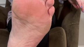 Barefoot Rough Feet Foot Ignore - Goddess Alya is pretending you aren't there as she sits in a chair showing off her dry rough soles