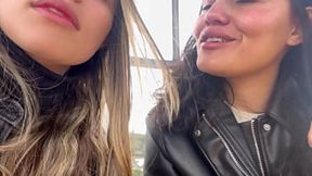 Lesbians in Colombia passionately entwine in a secluded park setting