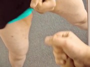 Dual Cock - jerking off in the mirror and came on my own reflection