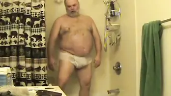 Hairy Bear and Silver Daddy Shower Masturbation