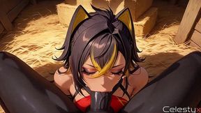 when dehya was walking past the shed, i pounced on her and fuck her until she can`t stay any longer[ai]