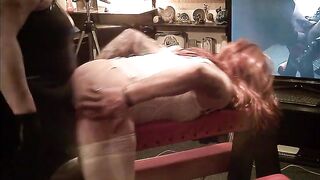 Watch these dominant she-men destroy the TV with their fists and trannies