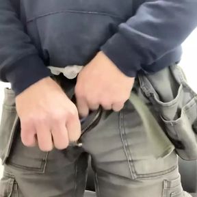 Tasked to show off his bulge at work