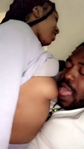 Tits worship lol he loves my boobs watch his tongue all over me