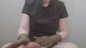 Cum extraction with surgical gloves by Nurse Vi