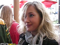Young blonde fucked from McDonald's on the street
