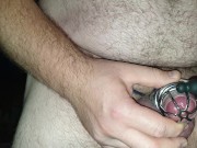 Cumming hard while locked in chastity cage for Mistress Eve Belle Adams
