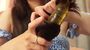I Play with My Hair with a Dildo and I Tickle the Dildo with My Belly and Play with It Then I Sculpt My Hair and Make Asmr