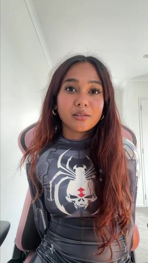 Small desi girl Mia Z masturbates and reacts to hentai   Clip 3