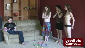 In a Stripscotch game twist, they compete to cum last