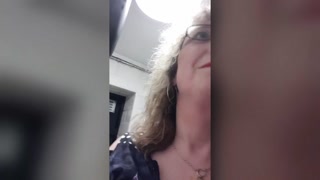 Lisa Playing With Her Golden Pee in the Pub Toilets in Red Leather Trousers