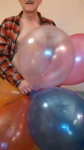Balloonbanger 81) Balloon Cluster Fuck, Cum and Pop with GL700 Blimp Balloon   Clip 1