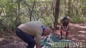 Scoutboys sloppy hung scout leader barebacks scout in tent in forest