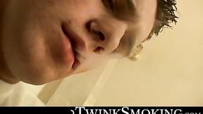 ”Jock Bryce Corbin oozed cum after blowing smoke & jerking in the hallway”