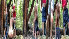 varios homens fodendo o passivo no parque